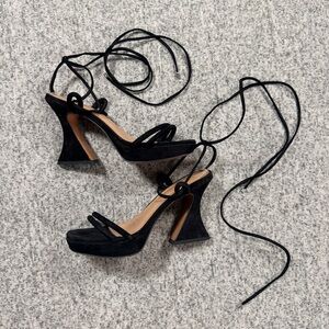 Chic Black Lace-Up Heels